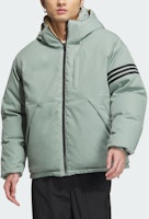 adidas Originals NEU 男/女可翻轉羽絨外套 銀灰綠色帶帽外套 IR7254 Shop adidas Originals NEU 男/女可翻轉羽絨外套 銀灰綠色帶帽外套 IR7254