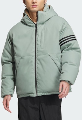 阿迪达斯Originals NEU银灰绿色可双面穿男女连帽羽绒外套 IR7254 Shop 阿迪达斯Originals NEU银灰绿色可双面穿男女连帽羽绒外套 IR7254