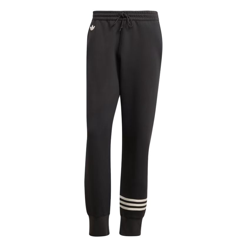 adidas Originals Neuclassics Track Pants Black Striped Knit Mid-Rise Drawstring IW0973