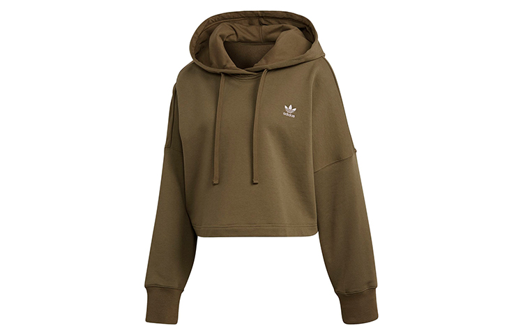 adidas Originals Olive Green Cropped Pullover Sweatshirt DH2760