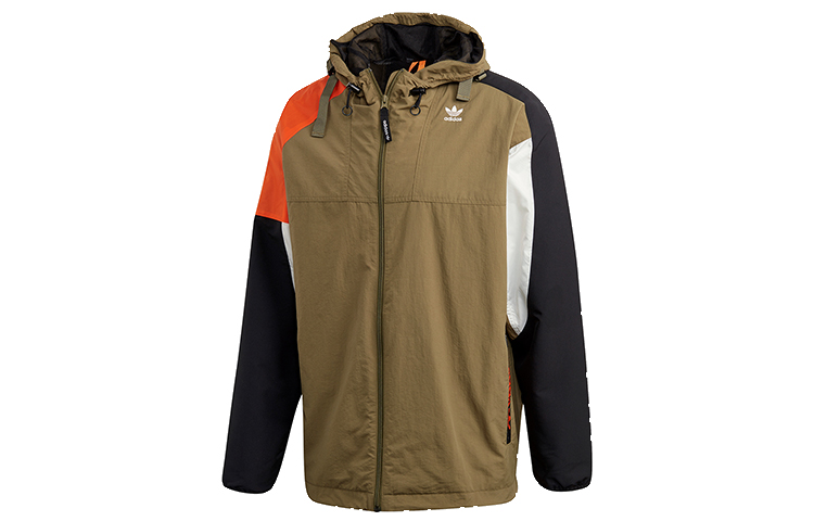 adidas Originals Olive Green Patchwork Hooded Zip-Up Track Jacket GC8704