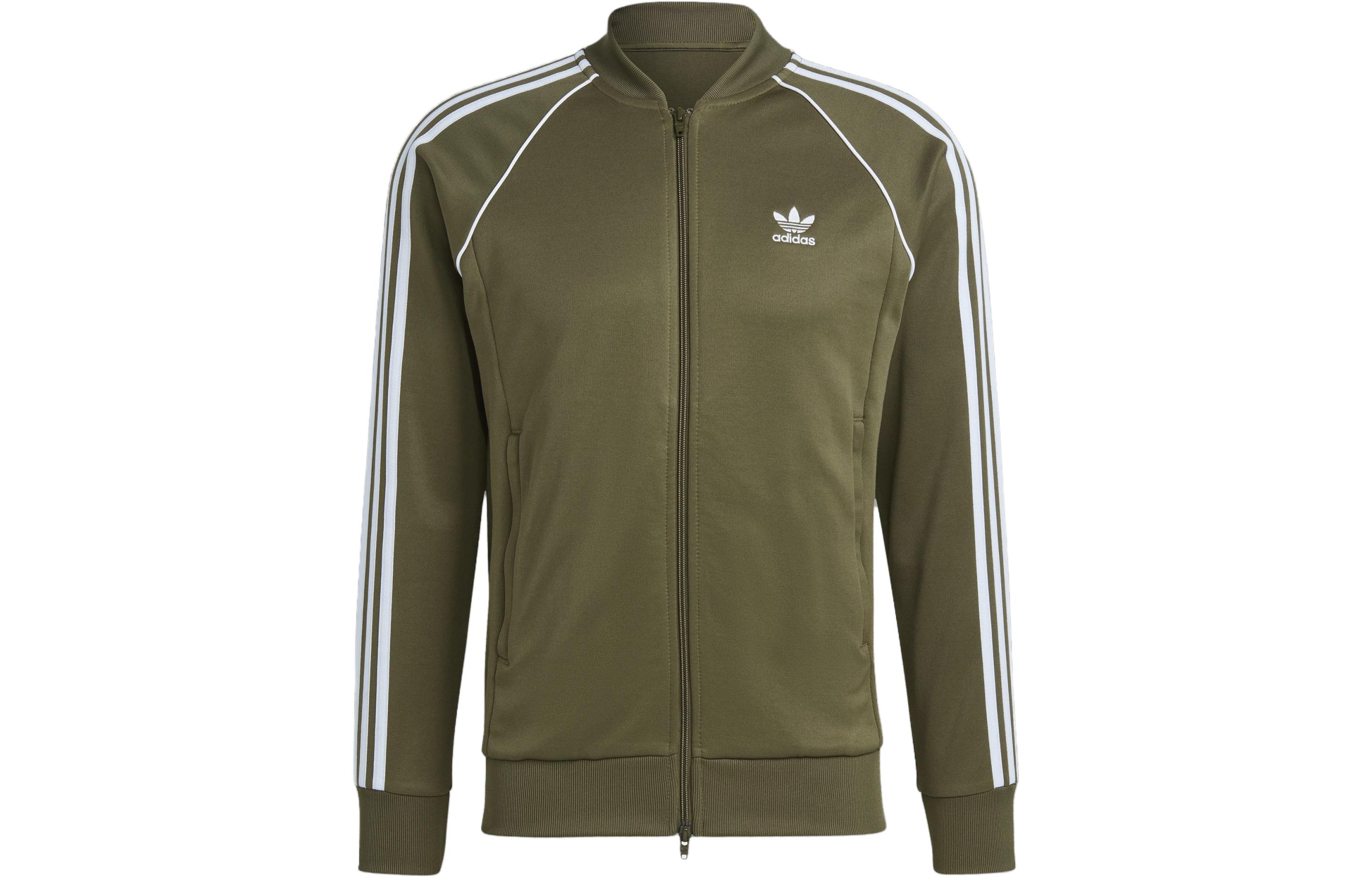 adidas Originals Olive Logo Printed Track Jacket Men’s Long Sleeve IA4784