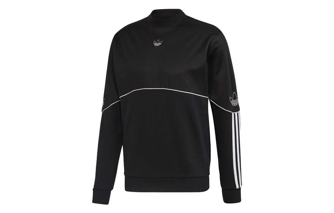 adidas Originals Outline Crewneck Sweatshirt Black Football Style FM3856