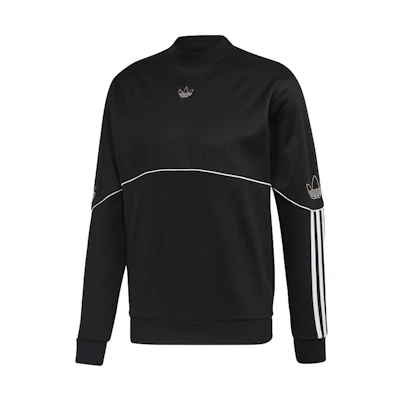 adidas Originals Outline Crewneck Sweatshirt Black Football Style FM3856