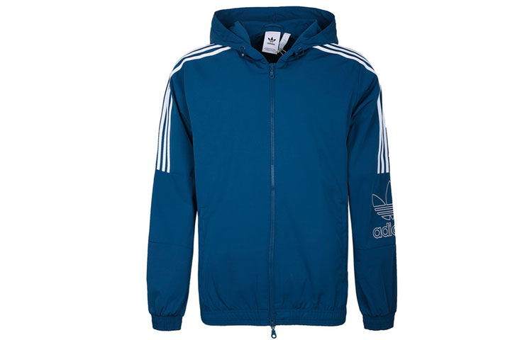adidas Originals Outline WB Logo Printed Blue Hooded Jacket EB4085
