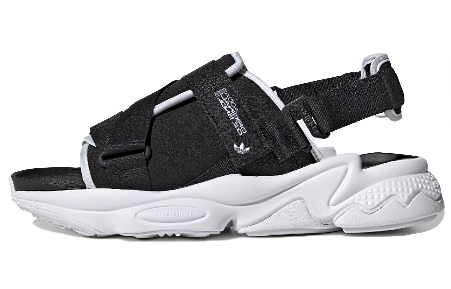 adidas originals Ozweego Sandal Fashion Velcro Casual Unisex Black White Sandals 'Black White'