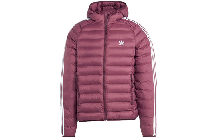 adidas Originals Padded Hooded Puffer Jacket Red 3-Stripes拼 IL2567