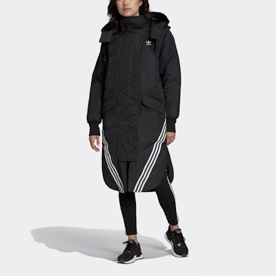 阿迪达斯三叶草男女款黑色长款羽绒大衣 FL0049 Shop 阿迪达斯三叶草男女款黑色长款羽绒大衣 FL0049