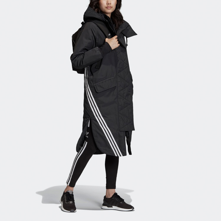 Sizing 阿迪达斯三叶草男女款黑色长款羽绒大衣 FL0049
