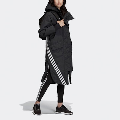 阿迪达斯三叶草男女款黑色长款羽绒大衣 FL0049 Sizing 阿迪达斯三叶草男女款黑色长款羽绒大衣 FL0049