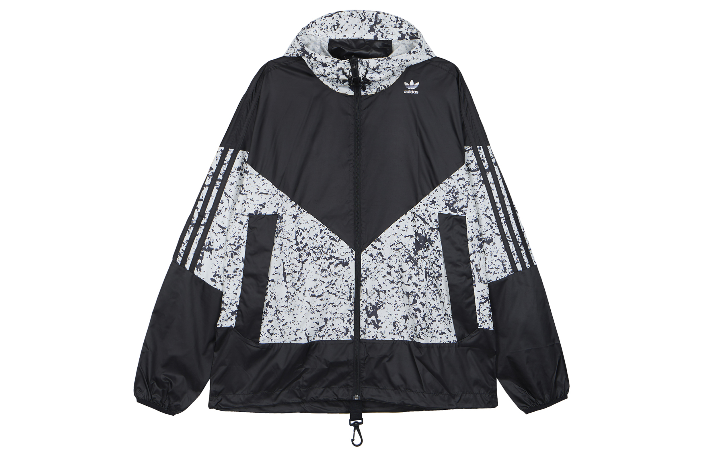 adidas Originals Patchwork Logo Hoodie Jacket Black/White Colorblock DV1965