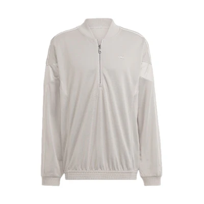 adidas Originals Pearl Gray Half-Zip Jacket with Solid Stripe Logo Design HM2340