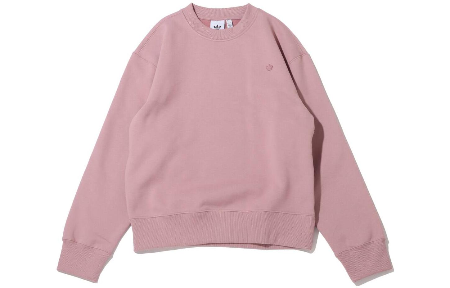 adidas Originals Pink Pullover Embroidered Logo Long Sleeve Sweatshirt HC4528