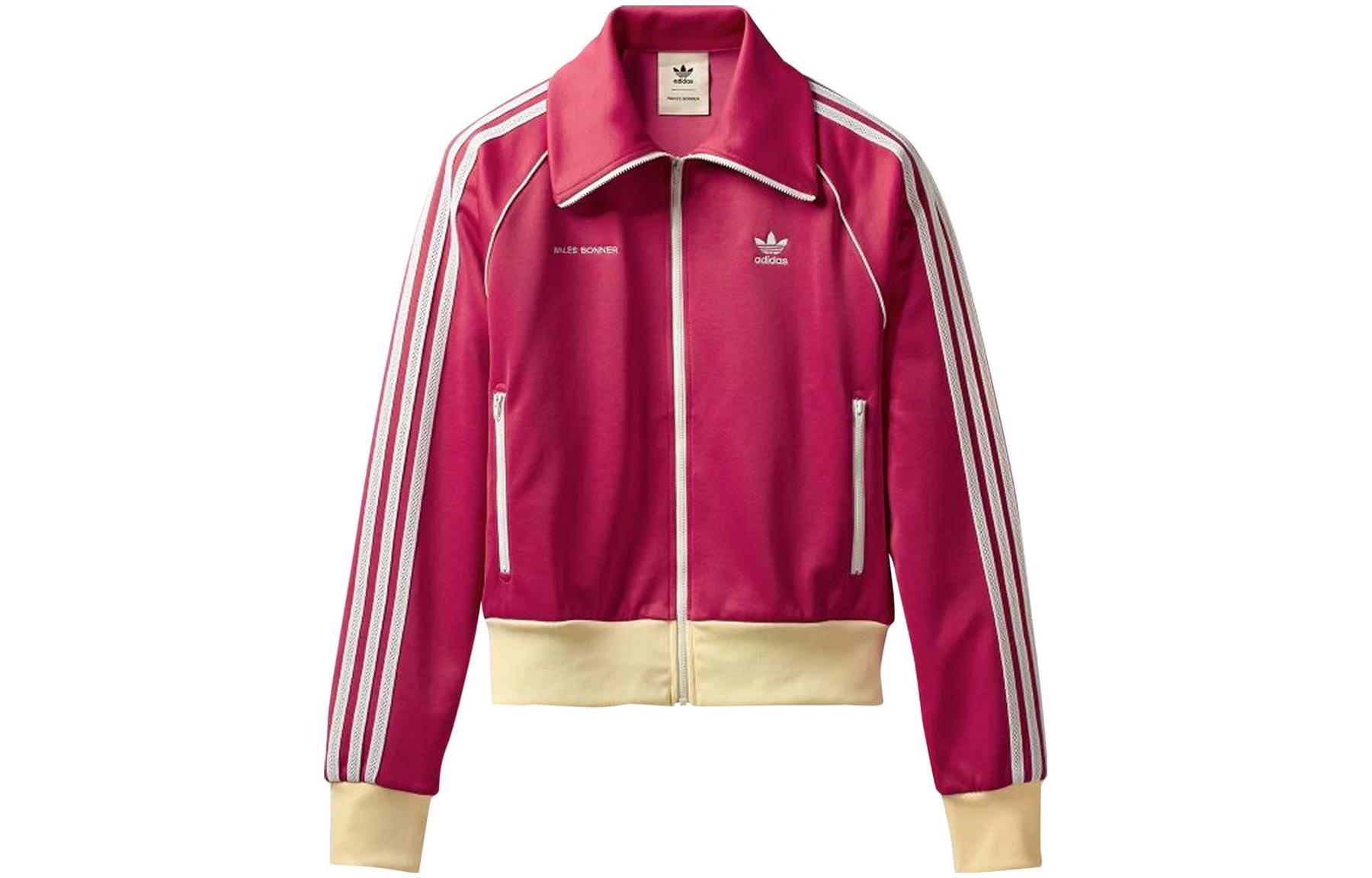 adidas Originals Pink Retro Striped Stand Collar Jacket Unisex. H34617 圖 2