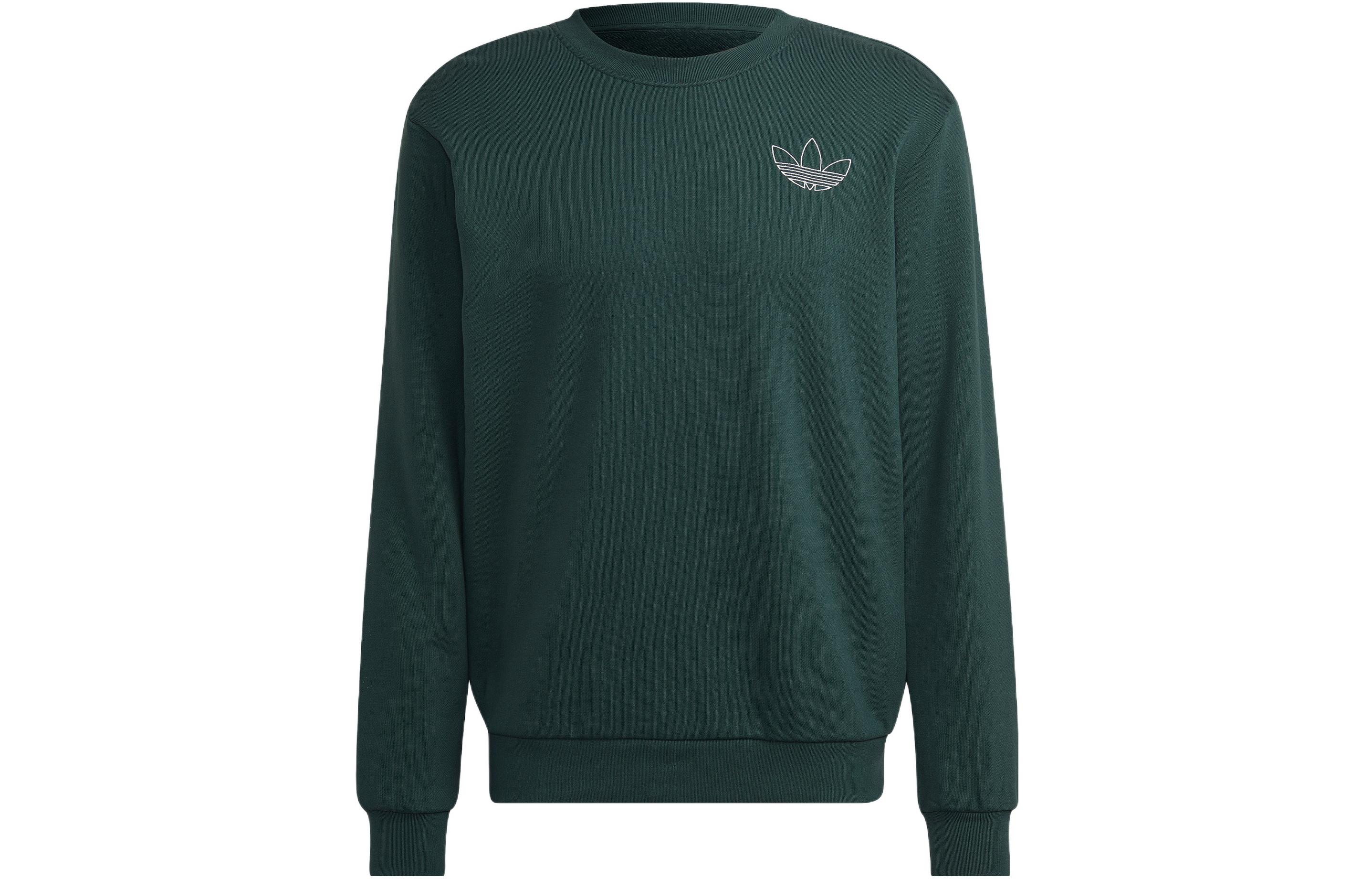 adidas Originals Plain Logo Embroidered Crewneck Sweatshirt Green () HK2792