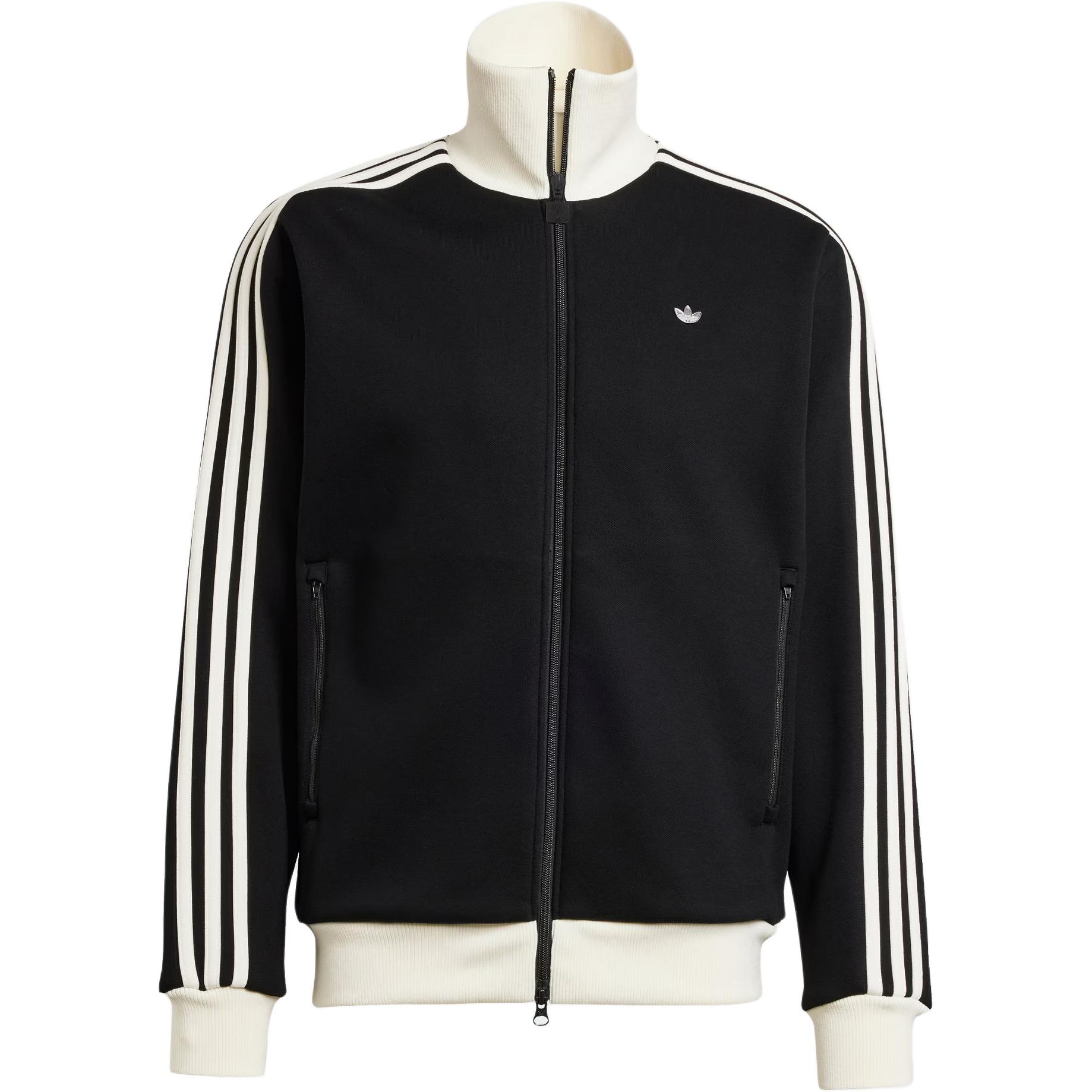 adidas Originals Prem TT Black Track Jacket with Iconic Stripes and Logo JC6353-INTERNATIONAL