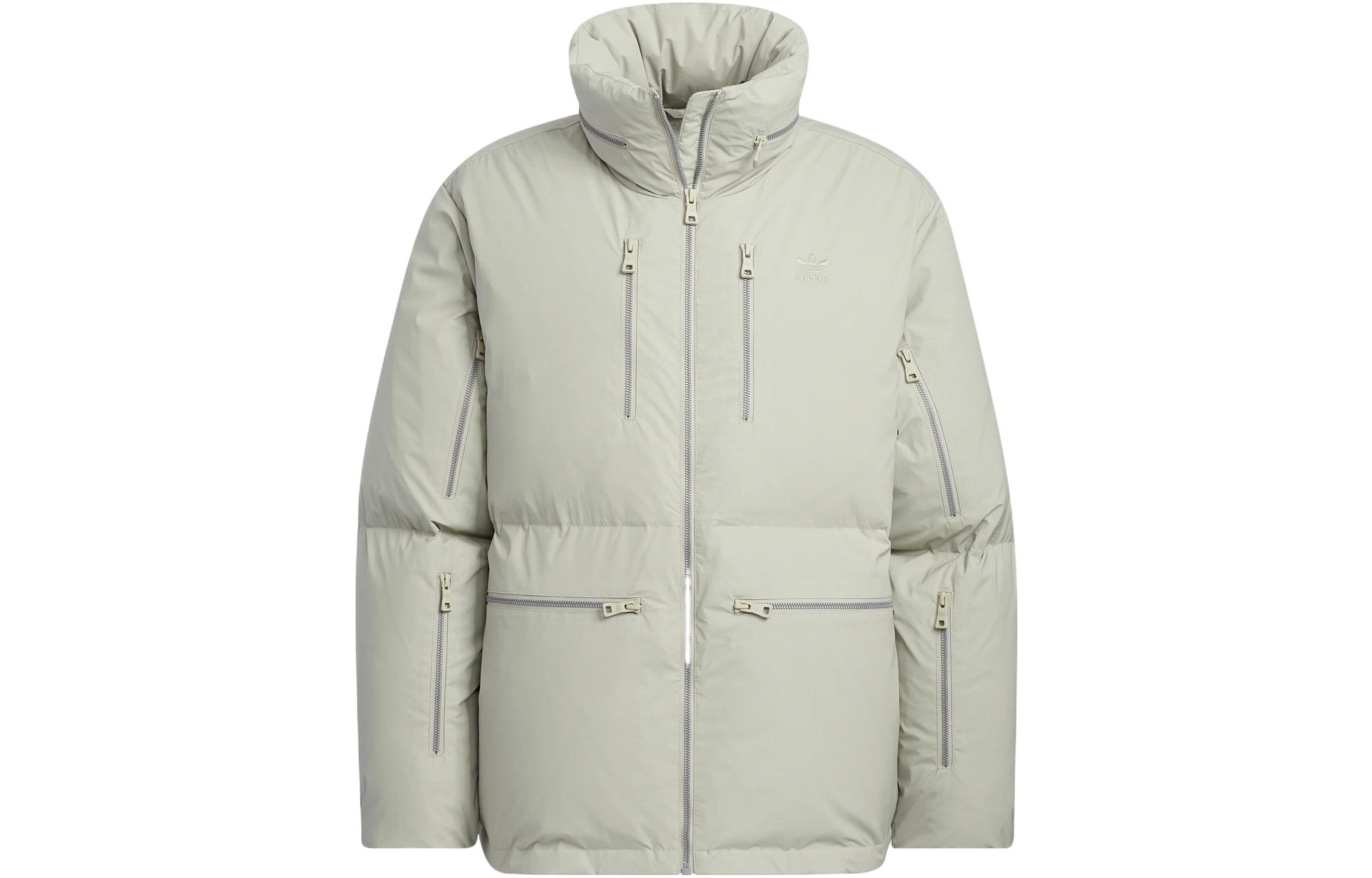 adidas Originals Premium Down  Grey Puffer Jacket with Logo Embroidery. HS7279