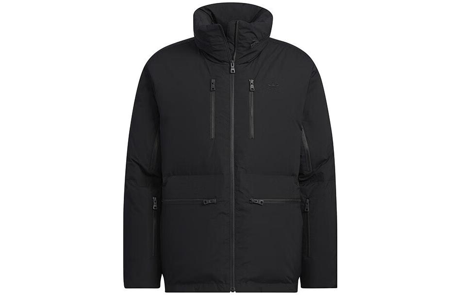 adidas Originals Premium Down Black Puffer Jacket with Embroidered Logo for Men. HS7280