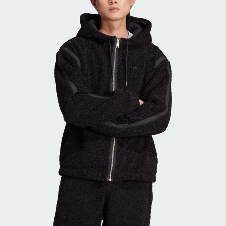 Lookbook 아디다스 오리지널 프리미엄 에센셜 블랙 플리스 후드 재킷 II5807