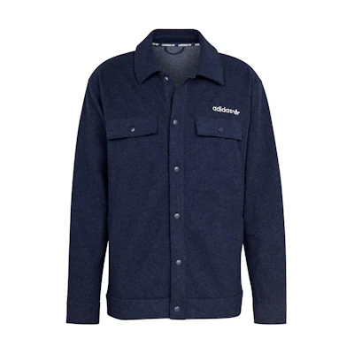 adidas Originals Premium Overshirt Navy Blue Logo Loose-Fit Jacket Shirt Men IS2045