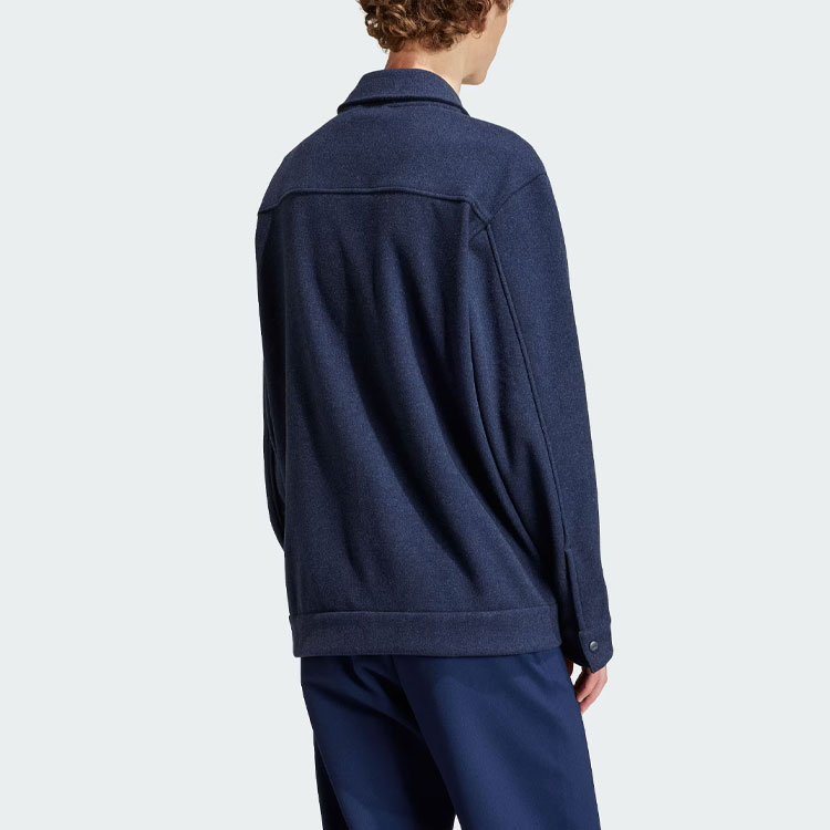 Shop adidas Originals Premium Overshirt Navy Blue Logo Loose-Fit Jacket Shirt Men IS2045