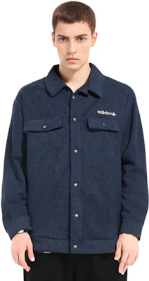 adidas Originals Premium Overshirt Navy Blue Logo Loose-Fit Jacket Shirt Men IS2045 Details for adidas Originals Premium Overshirt Navy Blue Logo Loose-Fit Jacket Shirt Men IS2045