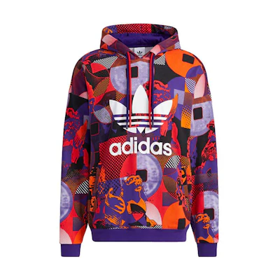 adidas Originals Printed Logo Hoodie Unisex Purple GP5448