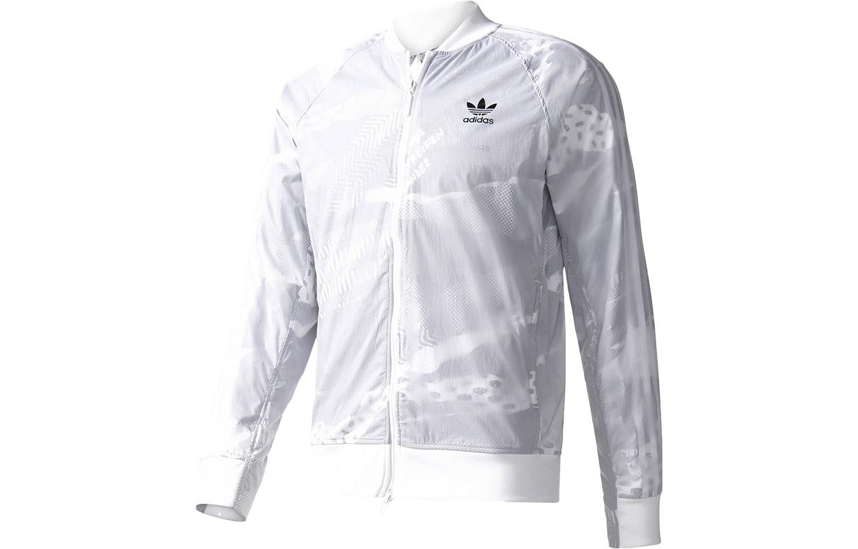 adidas Originals Printed Relaxed Fit Bomber Jacket White - Fashion Outerwear BP8975