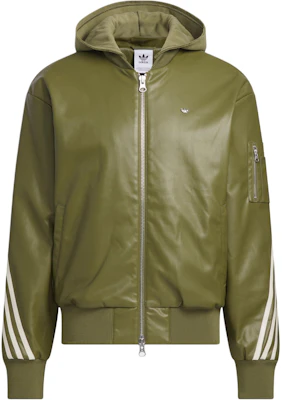 阿迪达斯三叶草PU夹克橄榄绿条纹标志飞行员外套 JL7557 Buy 阿迪达斯三叶草PU夹克橄榄绿条纹标志飞行员外套 JL7557