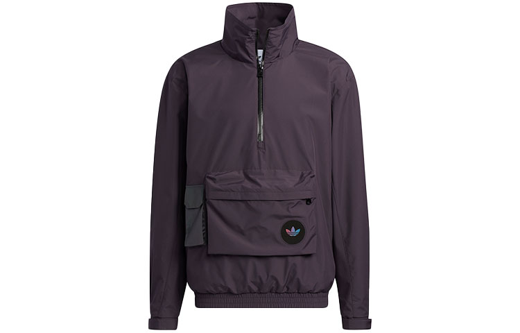 adidas Originals Purple Half-Zip Utility Jacket with Logo Pocket Mens Outdoor Style H58065