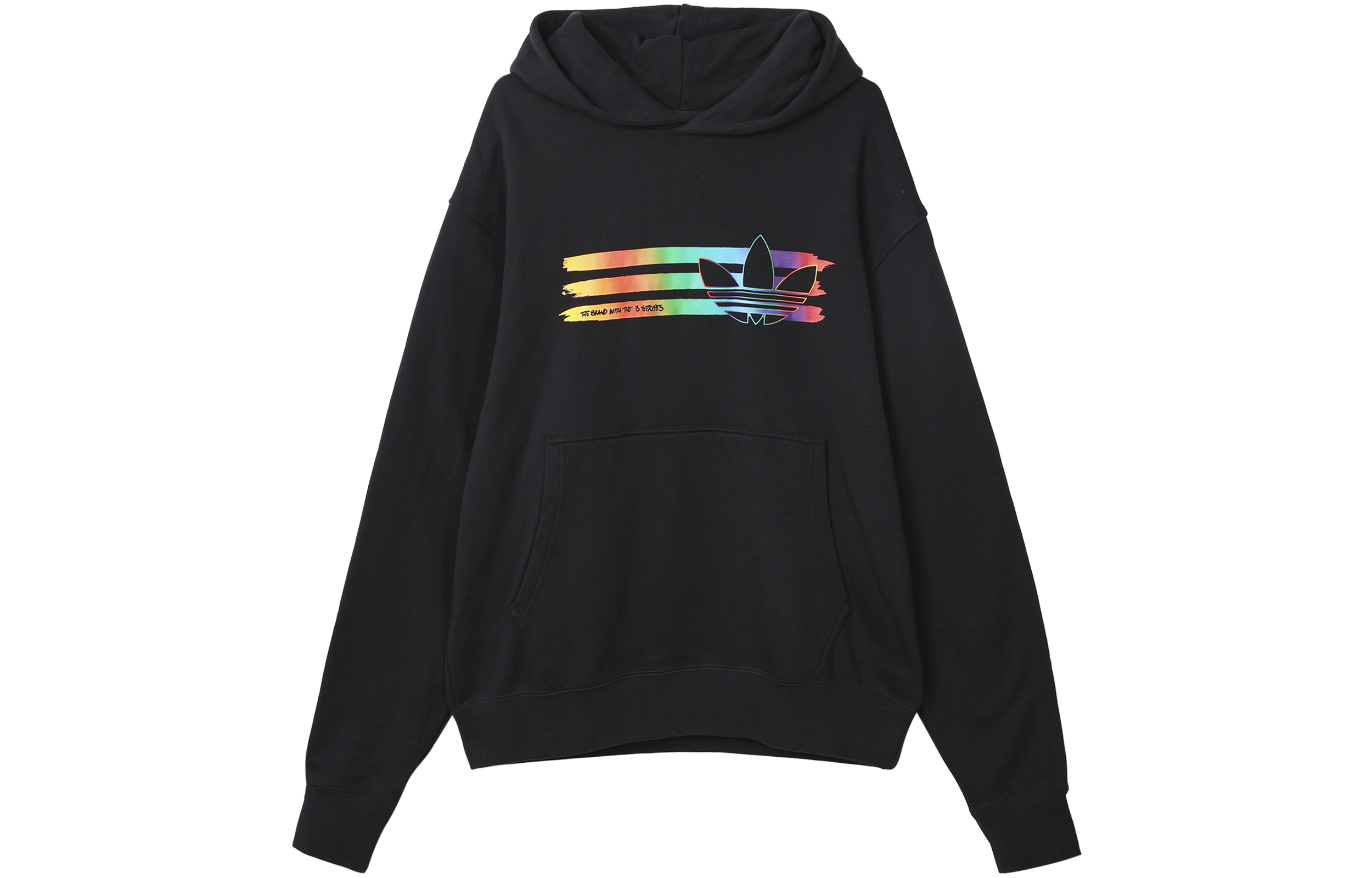 adidas Originals Rainbow Logo Hoodie Pullover Black Unisex HL4107