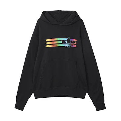 adidas Originals Rainbow Logo Hoodie Pullover Black Unisex HL4107