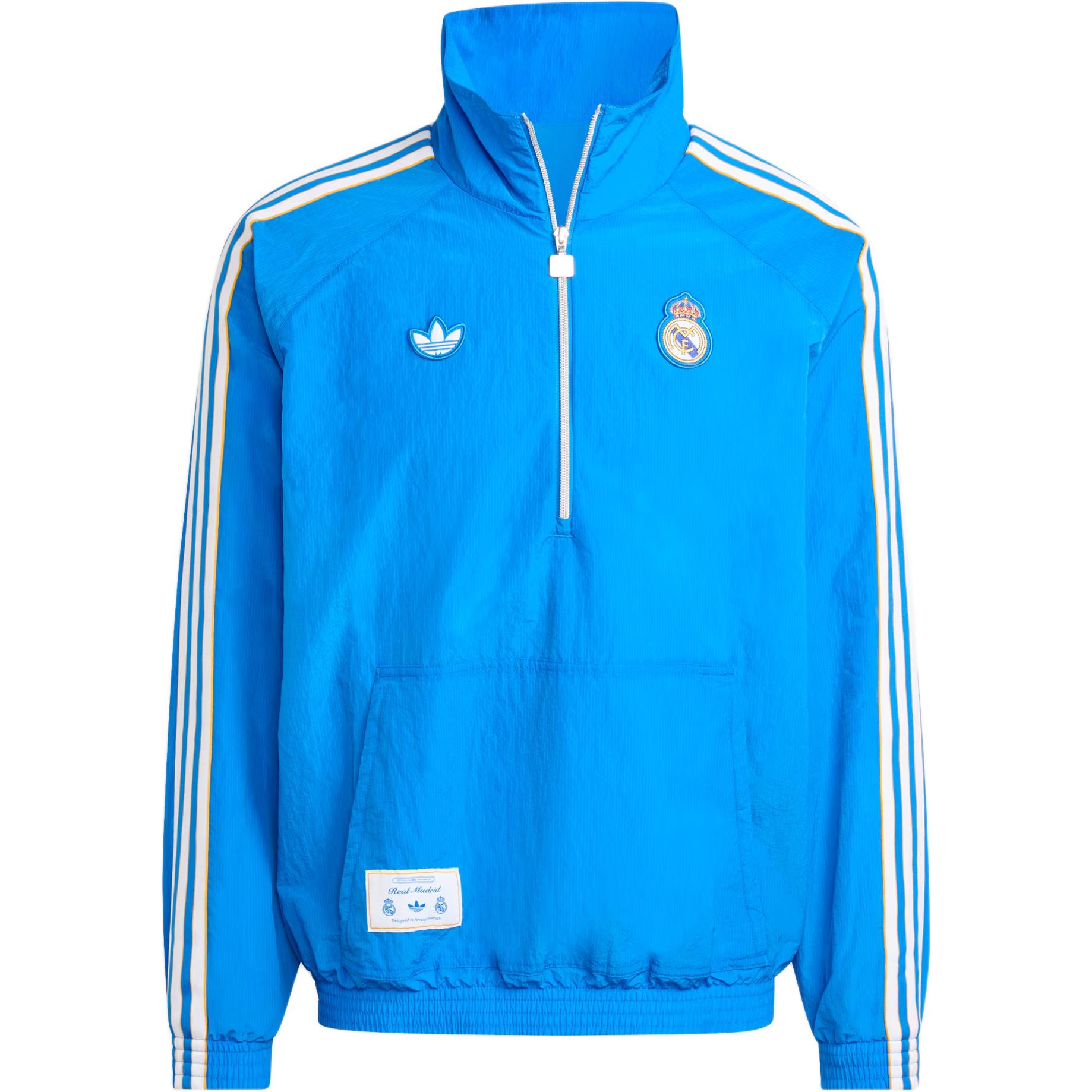adidas Originals Real Madrid Half-Zip Striped Jacket Loose Fit KC3736