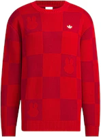 adidas Originals Red Checkered Logo Embroidered Unisex Casual Sweatshirt HY7273 adidas Originals Red Checkered Logo Embroidered Unisex Casual Sweatshirt HY7273