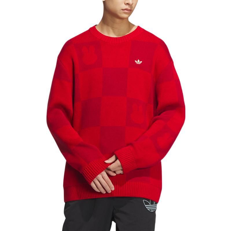 Lookbook adidas Originals 紅色格紋刺繡logo男女休閒運動衫 HY7273