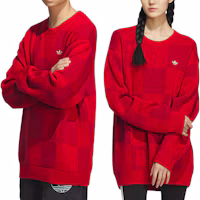 Purchase adidas Originals 紅色格紋刺繡logo男女休閒運動衫 HY7273