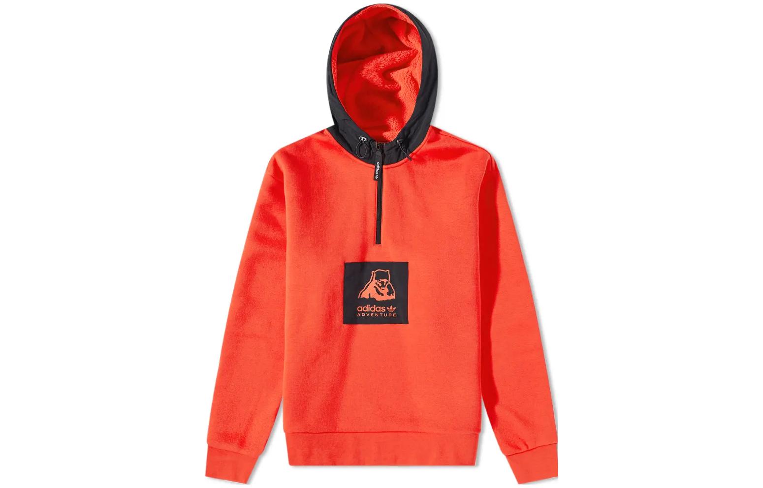adidas Originals Red Hoodie with Solid Logo Print for Men H09078