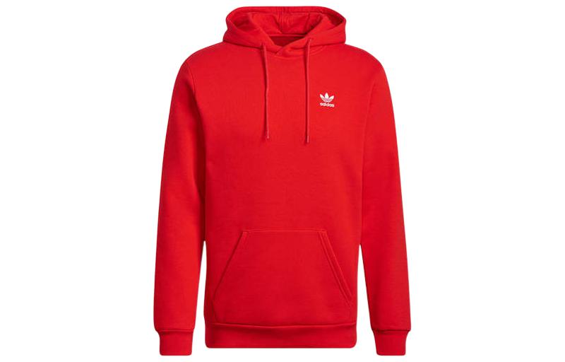 adidas Originals Red Pullover Hoodie with Trefoil Logo Print Long Sleeve HG3900