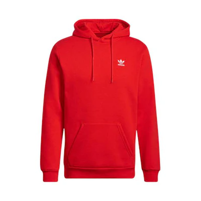 adidas Originals Red Pullover Hoodie with Trefoil Logo Print Long Sleeve HG3900