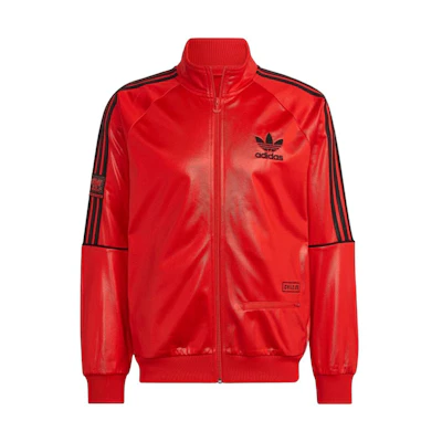 adidas Originals Red Striped Logo Print Long Sleeve Jacket for Men HR4215