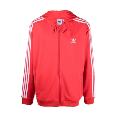adidas Originals Red Zip-Up Hoodie with Trefoil Logo Print HB9513