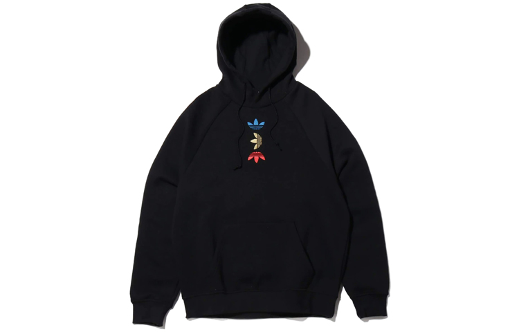adidas Originals Ref/Met Hoodie Black Pullover with Tri-Color Logo FS7348