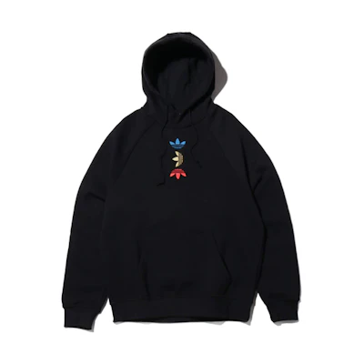 adidas Originals Ref/Met Hoodie Black Pullover with Tri-Color Logo FS7348