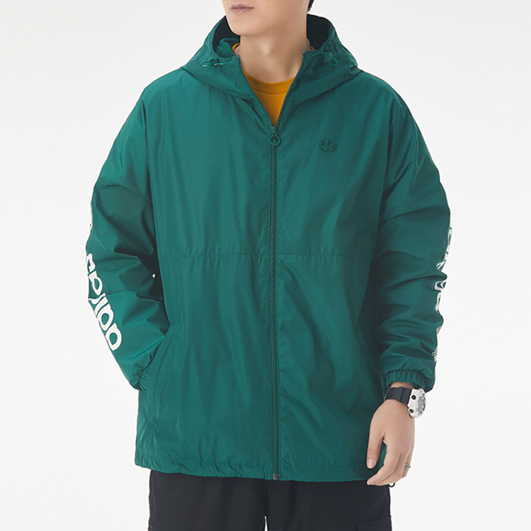 Shop アディダス オリジナルス リーゲン ウィンドブレーカー グリーン フーディ ジャケット 秋スタイル GE1348
