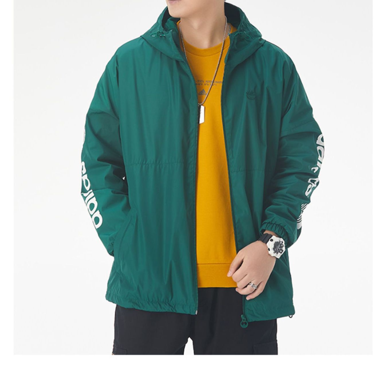 Sizing アディダス オリジナルス リーゲン ウィンドブレーカー グリーン フーディ ジャケット 秋スタイル GE1348