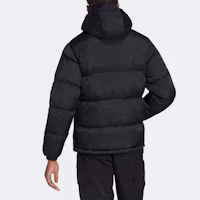 Shop adidas Originals REKIVE 黑色羽絨外套 休閒有帽夾克 HL9218