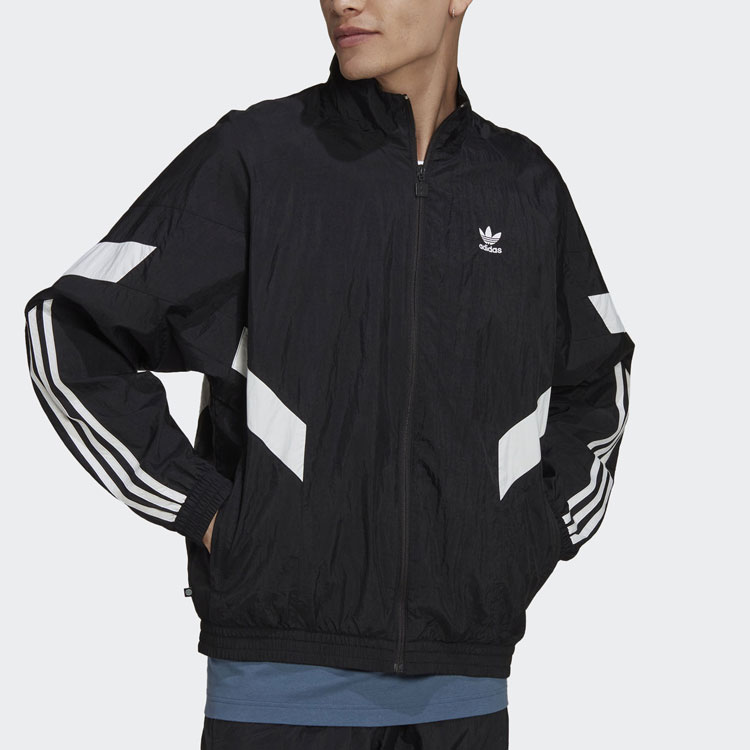 Lookbook adidas Originals REKIVE Track Jacket Black - Colorblock Zip-Up Logo Design HK7322
