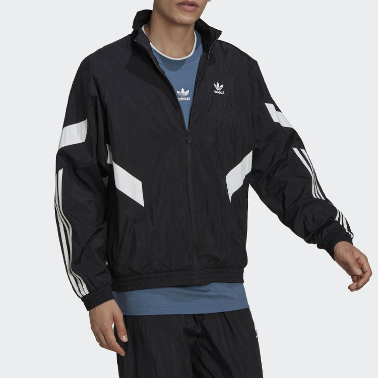 Details for adidas Originals REKIVE Track Jacket Black - Colorblock Zip-Up Logo Design HK7322