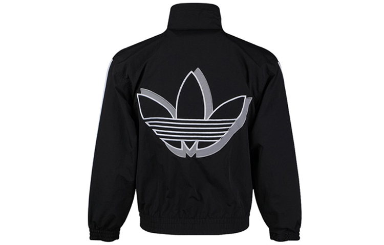 adidas Originals Retro Black Jacket with Large Trefoil Logo for Men FM1538