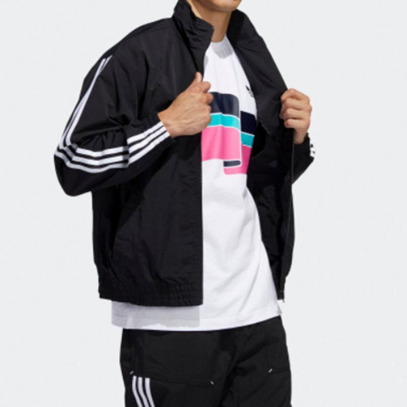 adidas Originals Retro Black Jacket with Large Trefoil Logo for Men FM1538 圖 6